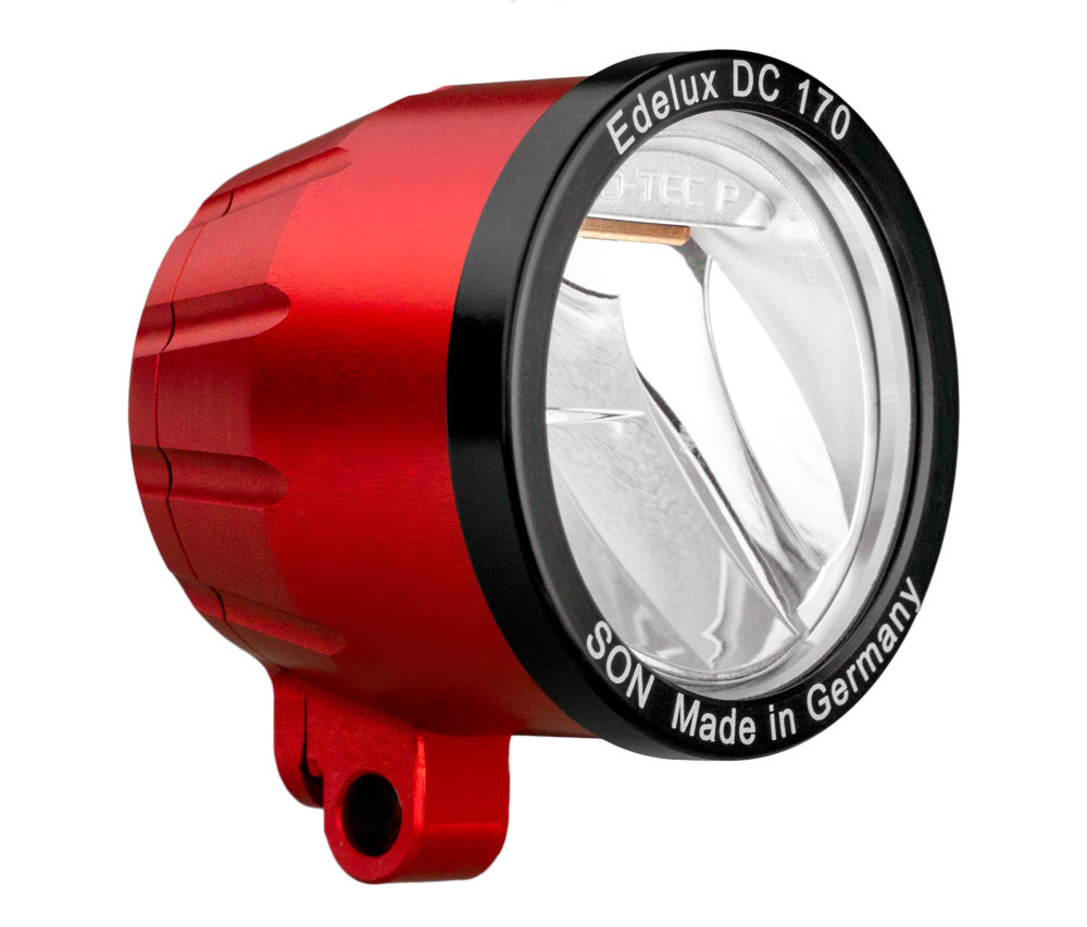 Edelux DC 170 for 5 up to 15 Volts, with rearlight cable X cm, red anodized for Neodrives
