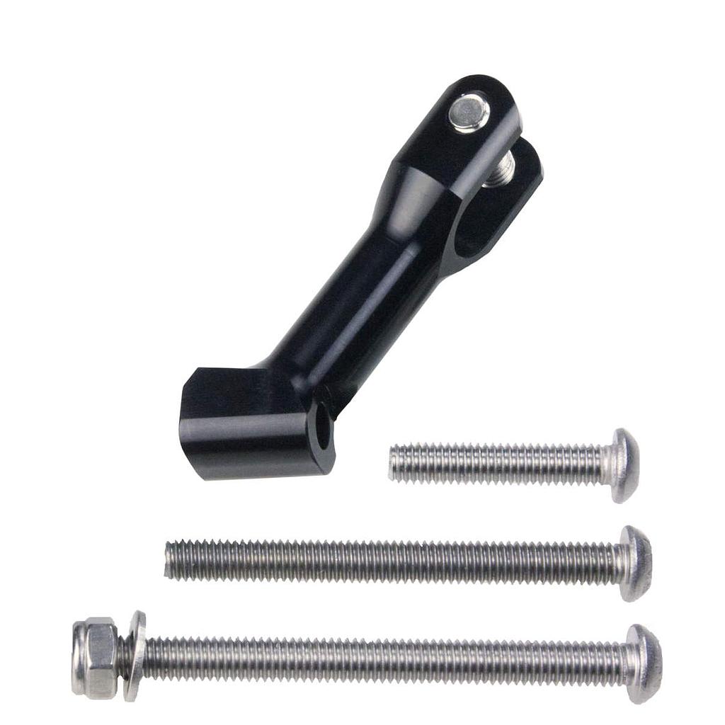 Headlight bracket milled short, aluminium 7075 T6, black anodised, with bolts, 37 x 40 mm