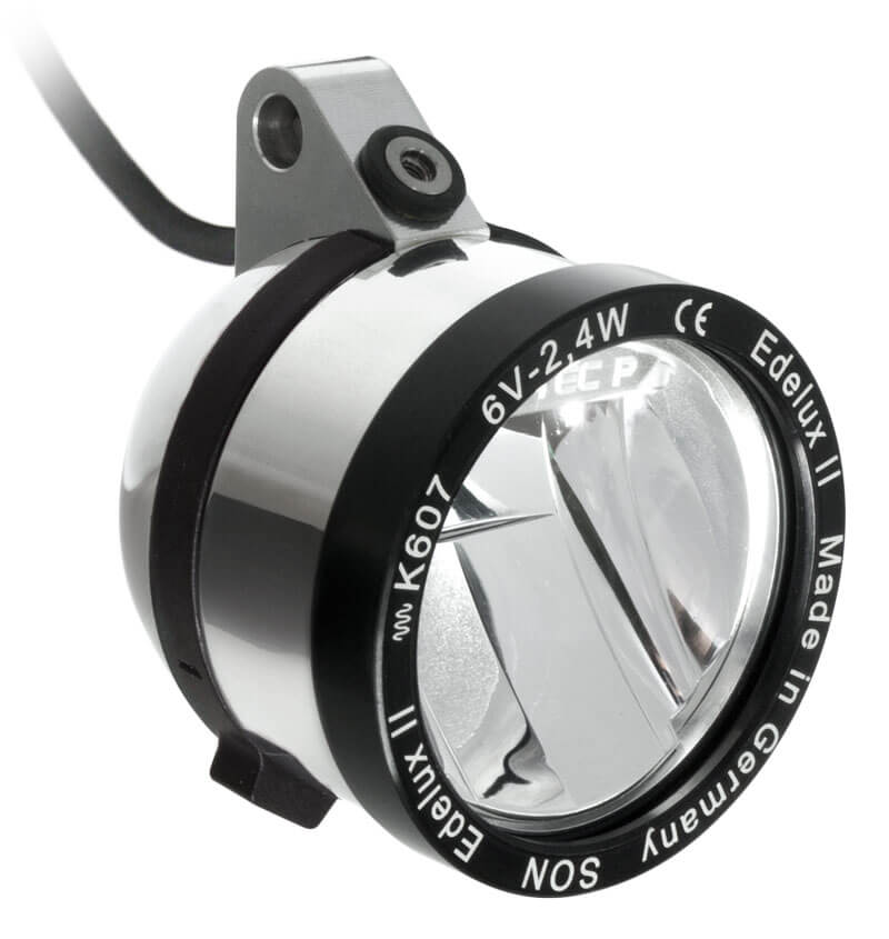 Edelux II upside down, switched, polished, 140 cm cable, rear light connection