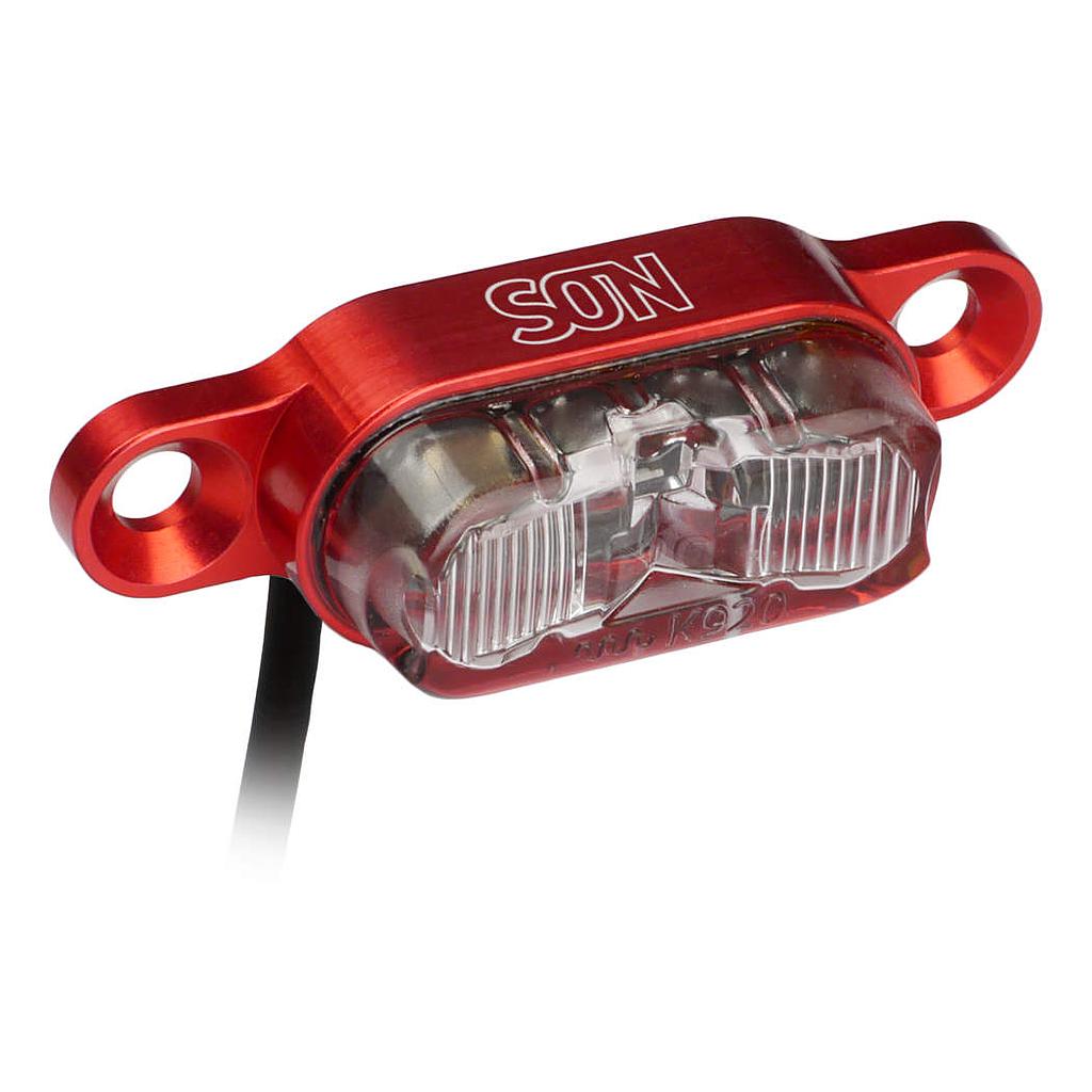 Rear light rack mount, DC 6 – 12 Volts, red / clear, 50 mm screw spacing