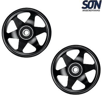 SON Easy Wheels 66 for Brompton black anodized, pair